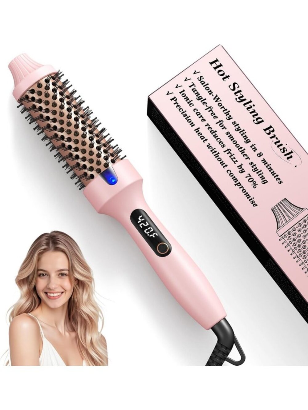 2-in-1 Hair Dryer Brush - Volumizing Hot Air Brush for Smooth, Frizz-Free Hair